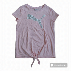 Girls Puma 100% Cotton Pink With Silver Logo T-Shirt - Size XL